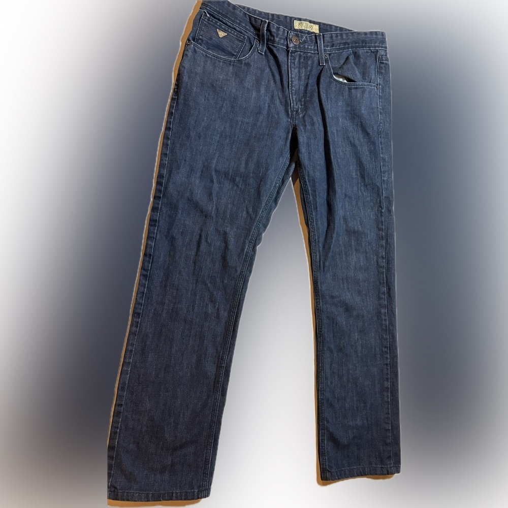 Guess Men's Dark Blue Straight Leg Jeans